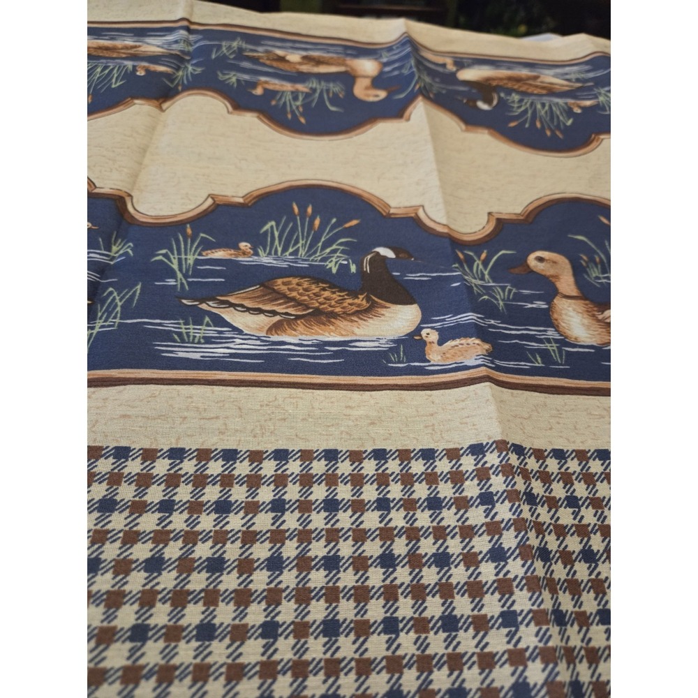 vintage textile features a distinct hunting lodge motif from a "Wild Bird" Oop